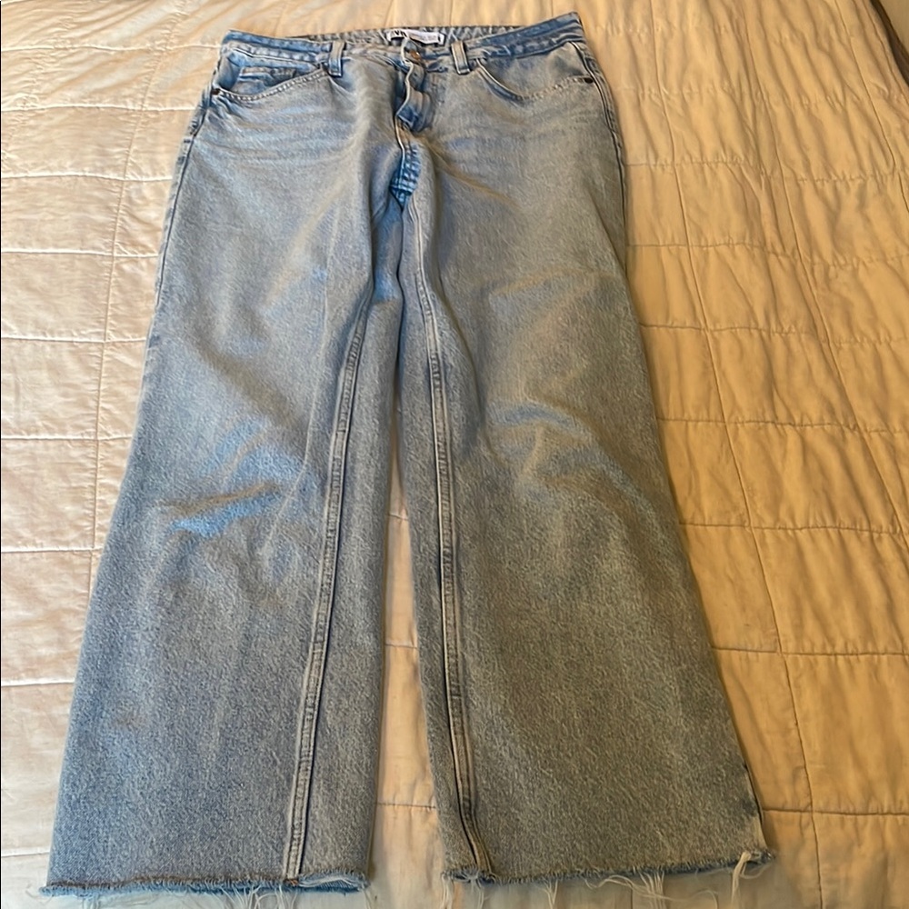 Zara Light Blue Straight Leg ankle Jeans